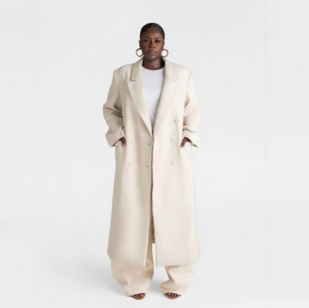KBB by Kahlana Cream Maxi Trench Coat 2X New With Tags